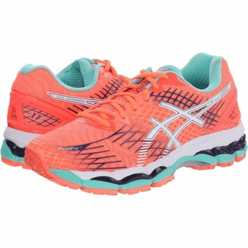 NEW IN BOX ASICS GEL NIMBUS 17 Orange Turquoise White Womens 6 US 37 EUR